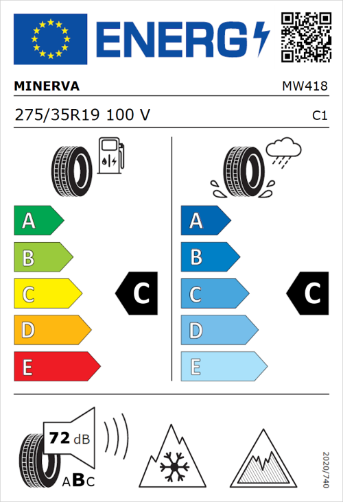 Tyre Label for Minerva S210 275/35R19 100V